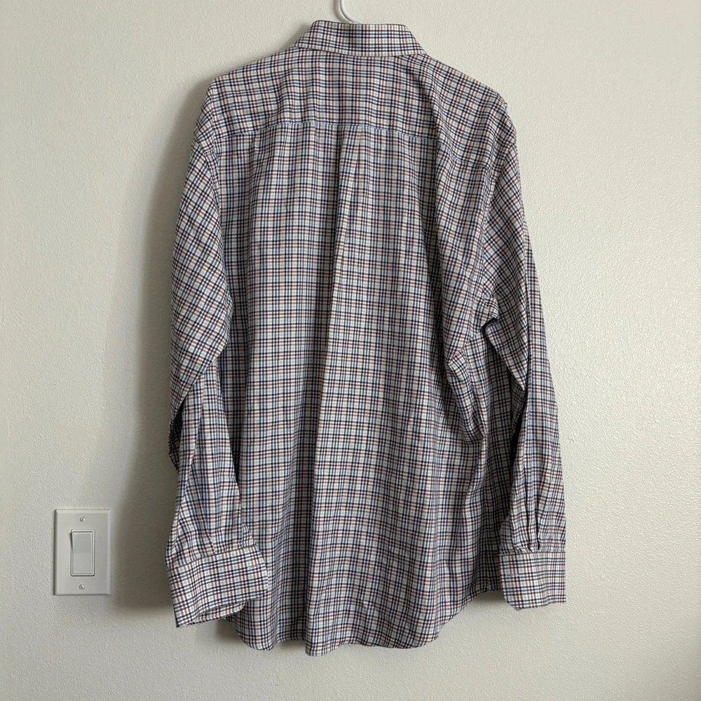 Men's Peter Millar Crown Long Sleeve Button up Shirt Red Blue And White  XL